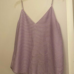 Stripped white and purple skinny strap tank